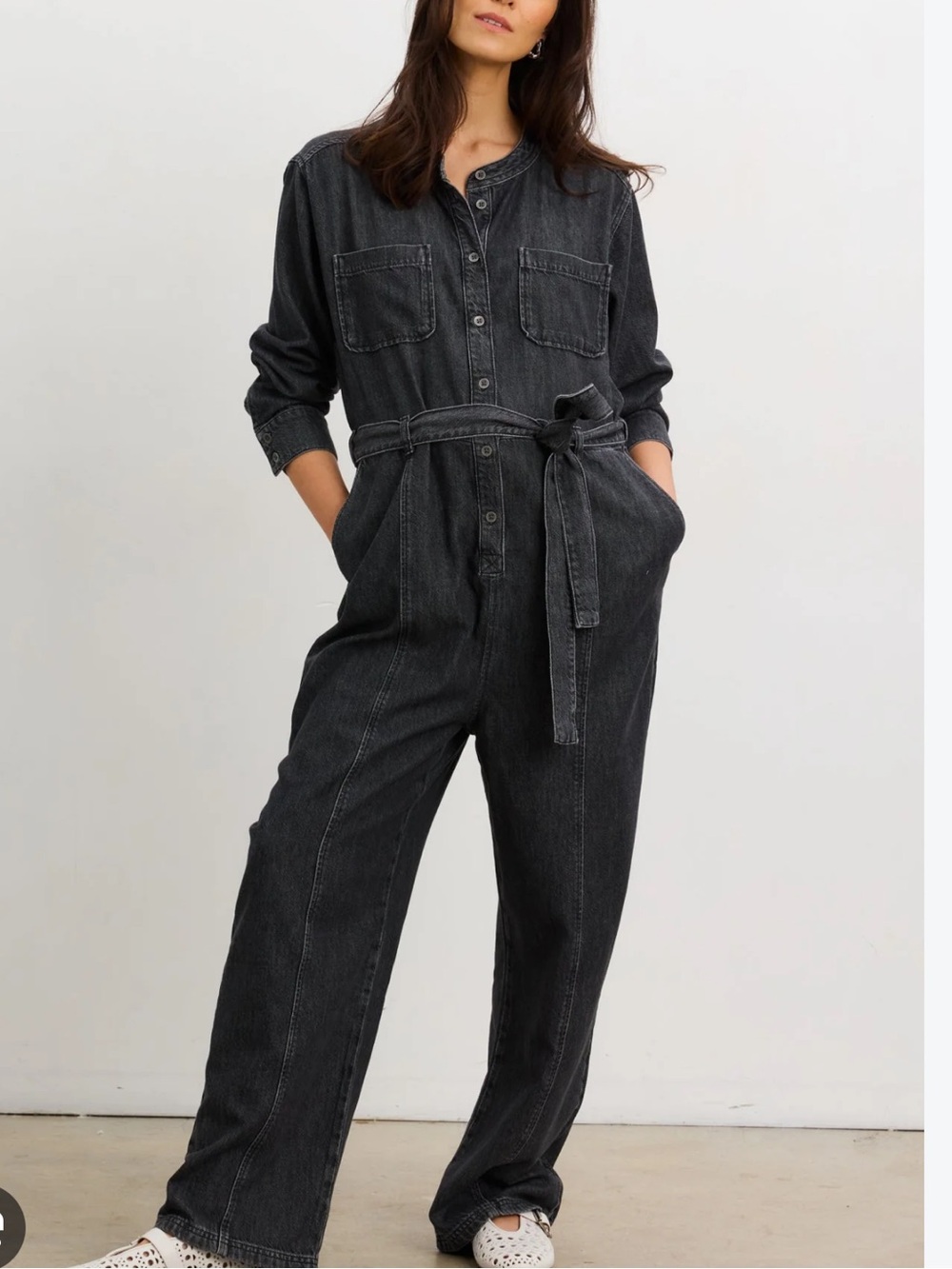 NWT Hatch Drapey Denim Jumpsuit in Gray Wash Size 2/M